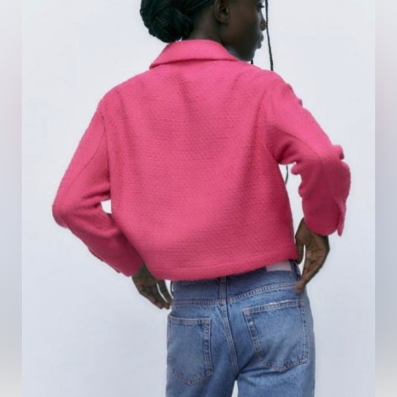 Textured weave overshirt fuchsia pink - Picture 3 of 5